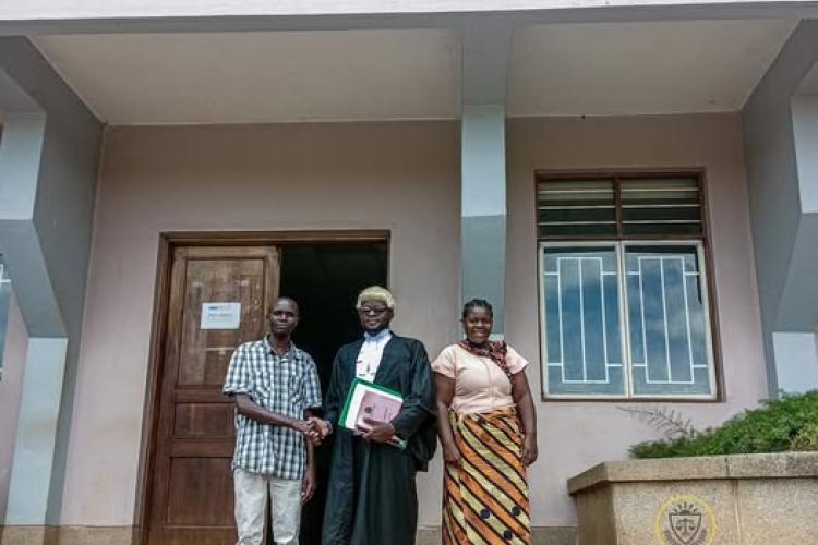 Shaba (left) poses with counsel and his sister Shaba (left) poses with counsel and his sister